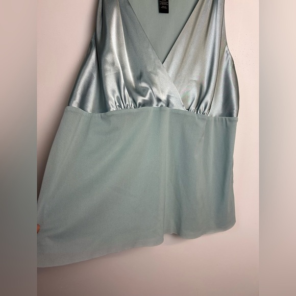 Vintage y2K Lane Bryant Teal Women’s Blouse Plus  Size 18-20 Satin Coquette Sexi - Picture 4 of 12